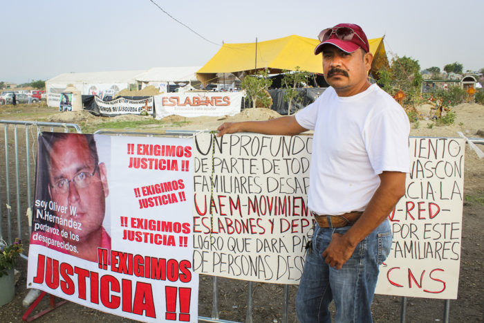 Liborio Villanueva’s (right) son, Isaac Jair Villanueva Yáñez, went missing in June 2011. Villanueva still doesn’t know where his son is, but the exhumation from a mass grave in Morelos state in June could provide him an answer, he says. (Mayela Sánchez, GPJ Mexico.)