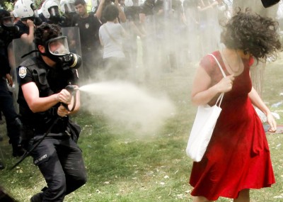 This photo of a Turkish woman being pepper sprayed by a police officer has become a uniting symbol for the protestors in Turkey. (Photo by REUTERS/Osman Orsal)