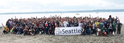 The Seattle meetup for last year's Global reddit Meetup day, at Golden Gardens. (Photo courtesy /r/Seattle.)