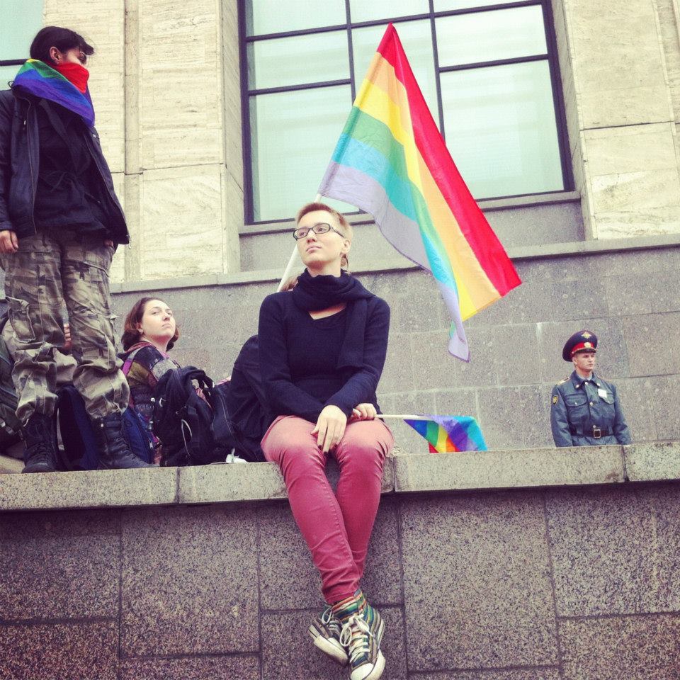 LGBT Activists at a September 2012 anti-Putin rally in Moscow. Photo by Sarah Stuteville.