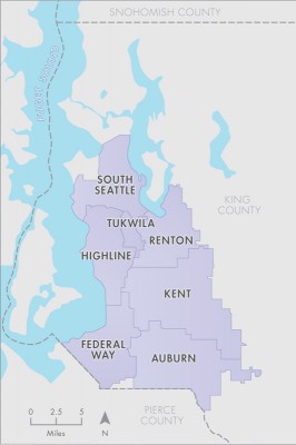 The seven school districts in South King County covered by the Road Map Project.