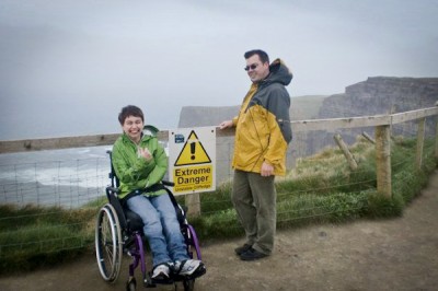 Taken near the edge of a walkway at the Cliffs of Moher. My dad and I couldn't resist posing with this sign. I guess it's the adrenaline junkie in us. (Photo courtesy Hannah Langlie)