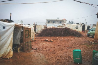 Winter brings rain, mud and cold to the Bekaa Informal Tented Settlement in Lebanon. (Photo by Karin Huster)