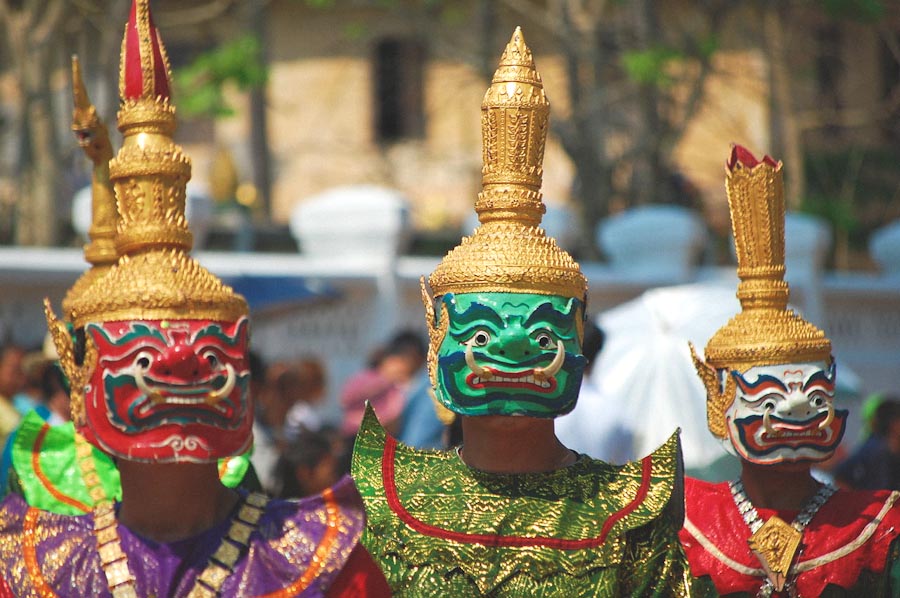 Dancers in traditional costumes at a New Year's parade in Laos. (Photo by Darren Donahue)