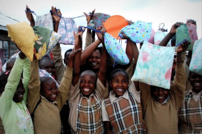 Girls at an orphanage outside of Nakuru, Kenya, celebrate the arrival of their menstrual kits made by the Days for Girls Ocala Florida Chapter. (Photo courtesy Days for Girls)