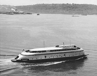 Washington has had a long history of ferries. Here the Kalakala is in Elliot Bay promoting the world's fair in 1962 (Photo courtesy of IMLS Digital Collections and Content)