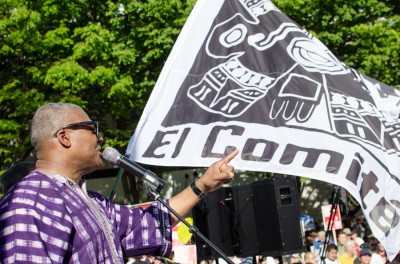 Reverend Dr. Leslie Braxton addressed the crowd of protestors at Westlake Park. (Photo by Seth Halleran)