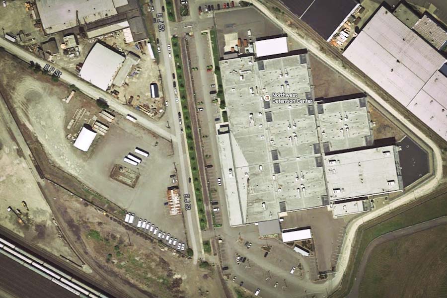 The Northwest Detention Center in Tacoma has been used to imprison immigrants slated for deportation since April of 2004. (Image via Google Maps)