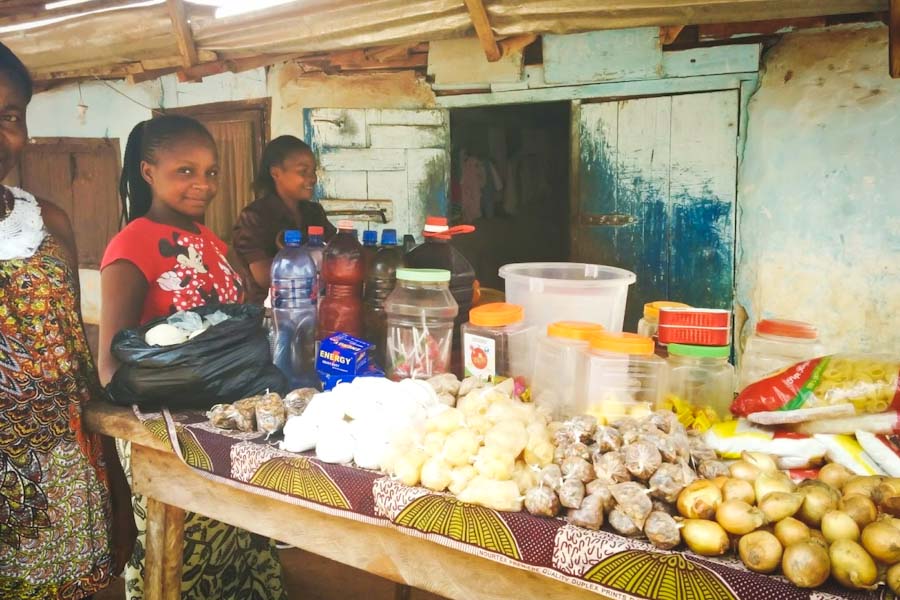 A market stall in Grand Gedeh County, Liberia, which is so far still relatively Ebola-free and remains under quarantine. (Photo by Karin Huster)