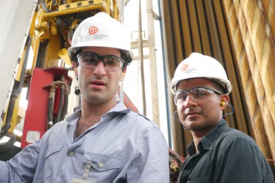David Poritz (left) and Hugo Lucitante at Petroamazonas oil site. (Photo courtesy Oil and Water)