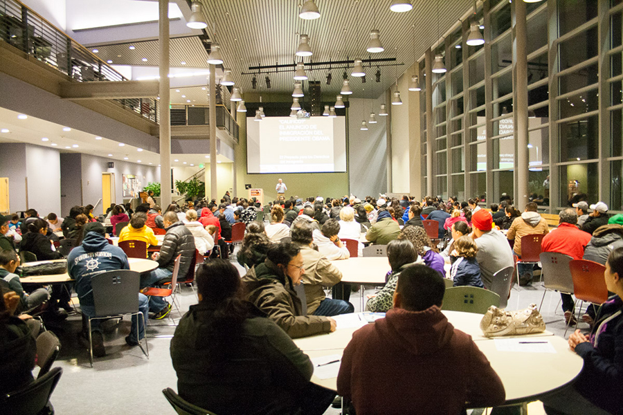 The turnout at Highline College at an informational event earlier this month. (Photo courtesy of NWIRP)