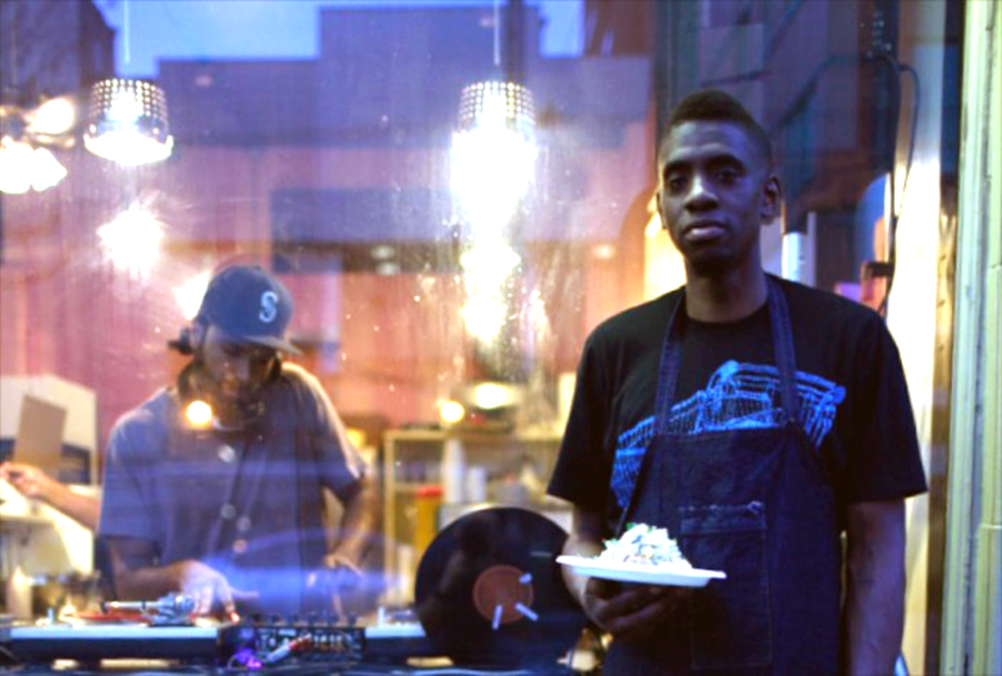 Tarik Abdullah at a pop-up dinner in Hillman City featuring live DJs. (Photo courtesy of Tarik Abdullah)
