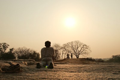 Hey, where's his lululemons? An Indian man practices yoga at dawn near Bangalore (Photo by Vinoth Chandar)