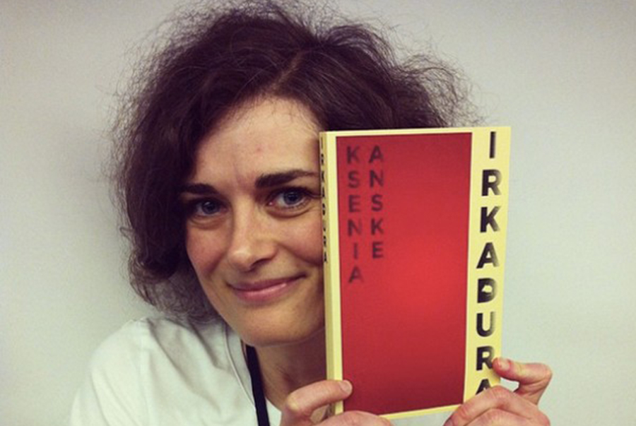 Anske holding her book, 'Irkadura', about a Russian mute with special powers. (Photo courtesy Ksenia Anske)