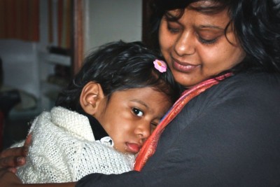 Rebecca Peacock in Seattle with her daughter Trisha. Both mother and daughter were adopted from India. (Courtesy Photo)
