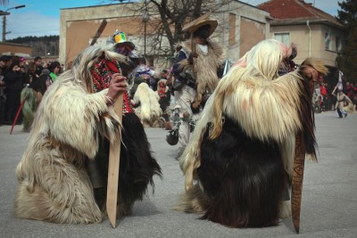 Frightening and furry Kukeri coustumes are donned by Bulgarian men as part of traditional rituals to ward off evil spirits. (Photo by Elena Chockova)