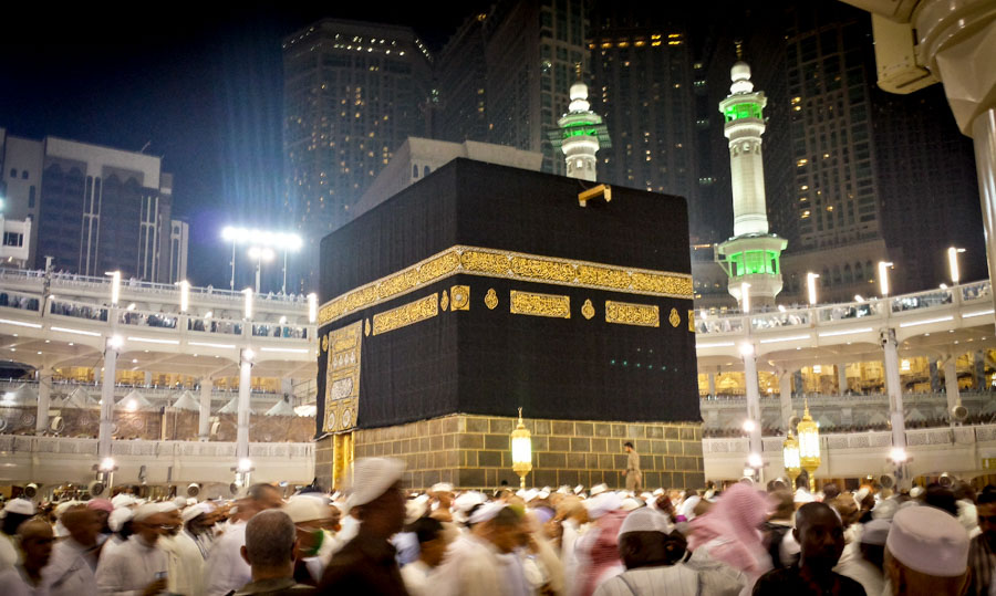 The Kaaba, holiest site in Islam, is circumambulated by worshipers making the Hajj in 2014. (Photo by Tariq Yusuf)