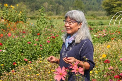 Kathy Hattori at the Jubilee Farm. (Photo by Carolyn Higgins)