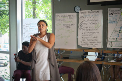 Angeles Solis at a Foundation for Healthy Generations event in Rainier Beach. (Photo by Esmy Jimenez)