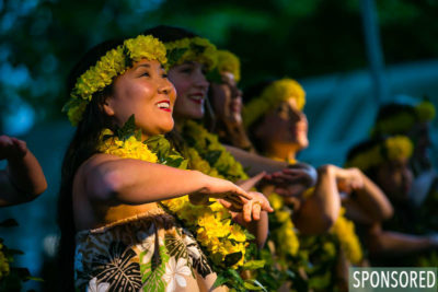 Sunshine from Polynesia performs Hawaiian and Tahitian Dances on the Northwest Folklife Festival's new Open-Air Dance Stage. (Photo by Christopher Nelson)