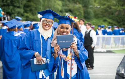 The author, right, and a friend at graduation from Rainier Beach High School last spring. (Courtesy photo)