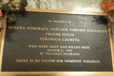 A memorial plaque in the King County Courthouse commemorates Susana Remerata, a mail order bride who was shot by her husband during divorce proceedings. (Photo from Flickr by Wonderlane)