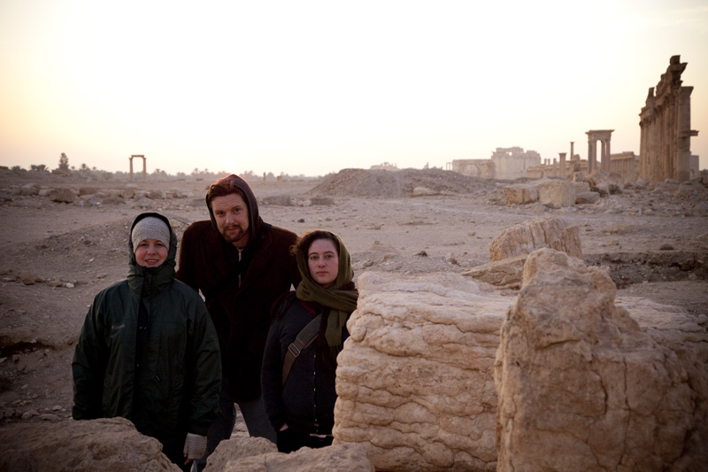 Seattle Globalist co-founders Sarah Stuteville, Alex Stonehill and Jessica Partnow on a chilly morning in Palmyra, Syria in 2010.