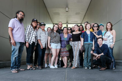 Tracy Rector and the participants in last year’s 4th World Indigenous Media Lab pose for a group photo. (Photo Courtesy of Tracy Rector)