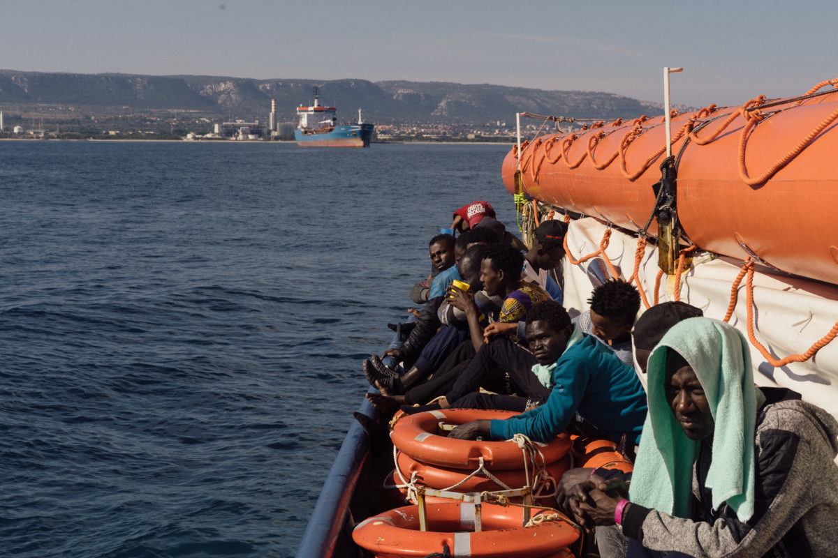Sea-Watch 3, the last rescue ship operating in the central Mediterranean saved 47 people from a rubber dinghy, off the coast of Libya, on Jan. 19. (Photo by Felix Weiss for Sea-Watch).